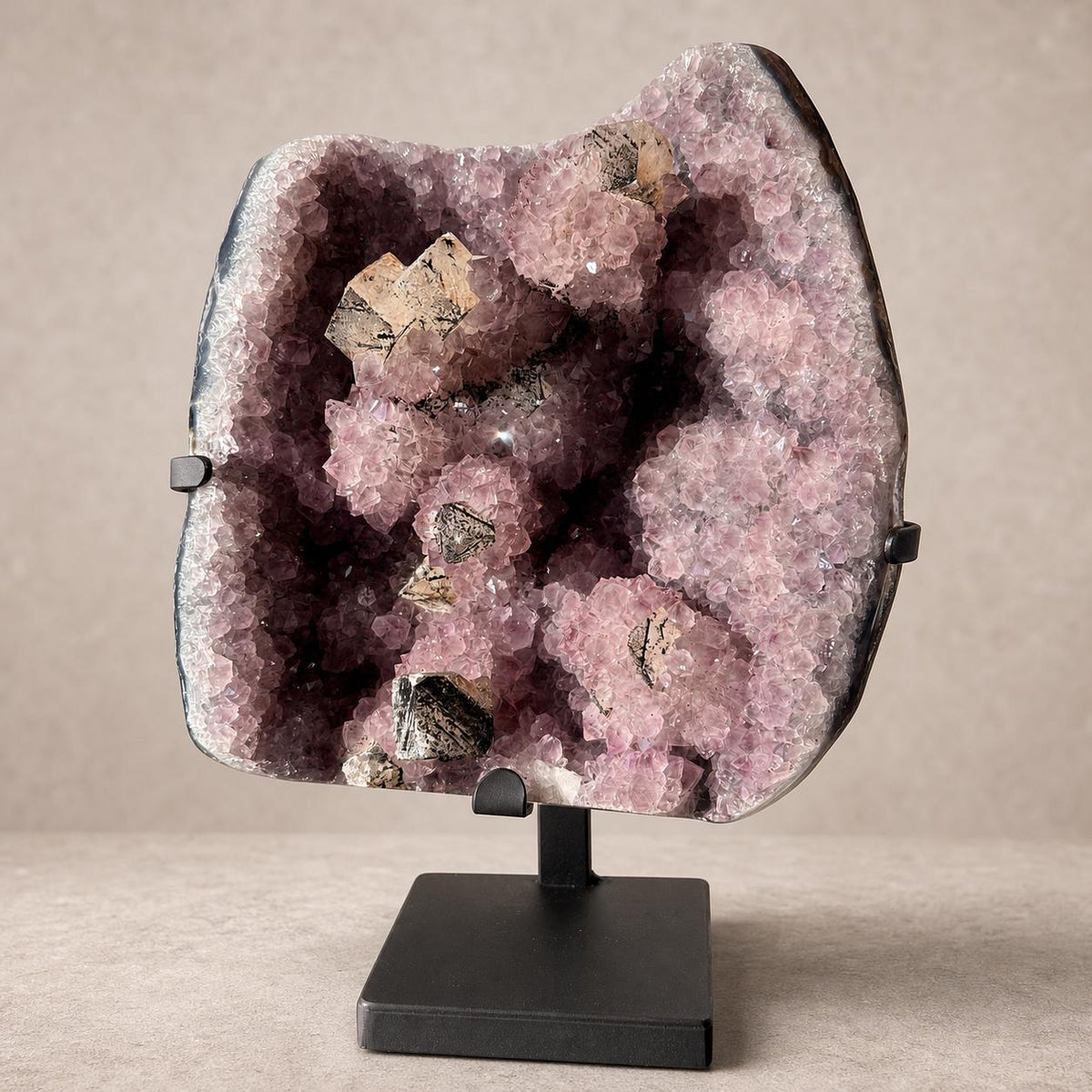 Brazilian Amethyst and Calcite Cluster on Metal Stand, Natural Crystal Display, 3.3kg Exact Mineral Specimen - view 9