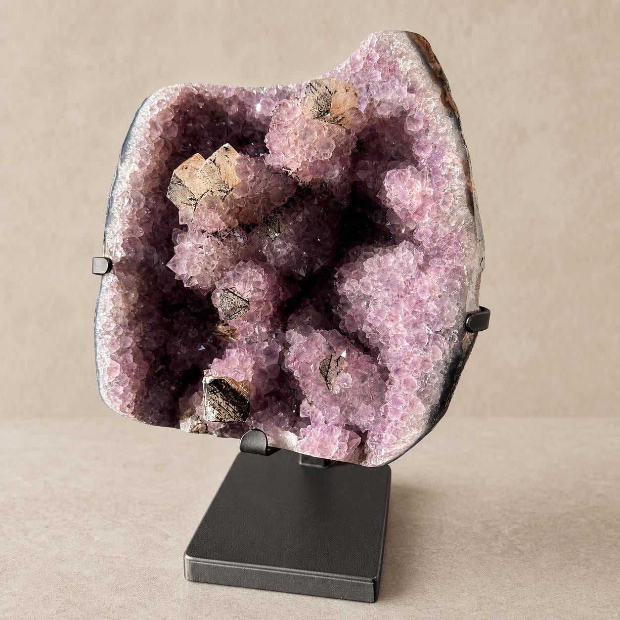 Brazilian Amethyst and Calcite Cluster on Metal Stand, Natural Crystal Display, 3.3kg Exact Mineral Specimen - view 8