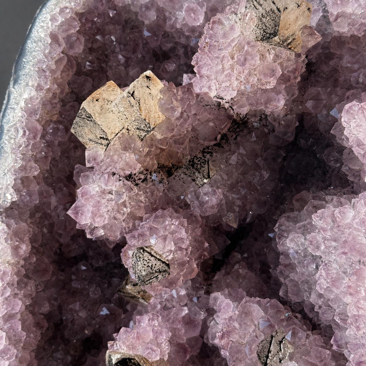 Brazilian Amethyst and Calcite Cluster on Metal Stand, Natural Crystal Display, 3.3kg Exact Mineral Specimen - view 6
