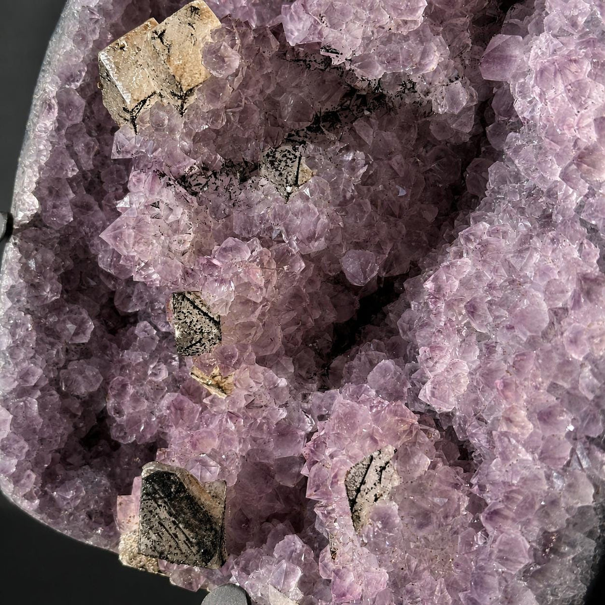 Brazilian Amethyst and Calcite Cluster on Metal Stand, Natural Crystal Display, 3.3kg Exact Mineral Specimen - view 4