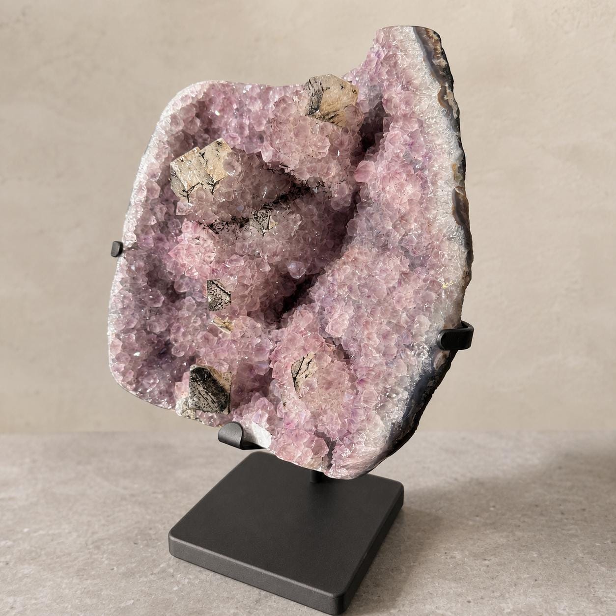 Brazilian Amethyst and Calcite Cluster on Metal Stand, Natural Crystal Display, 3.3kg Exact Mineral Specimen - view 10