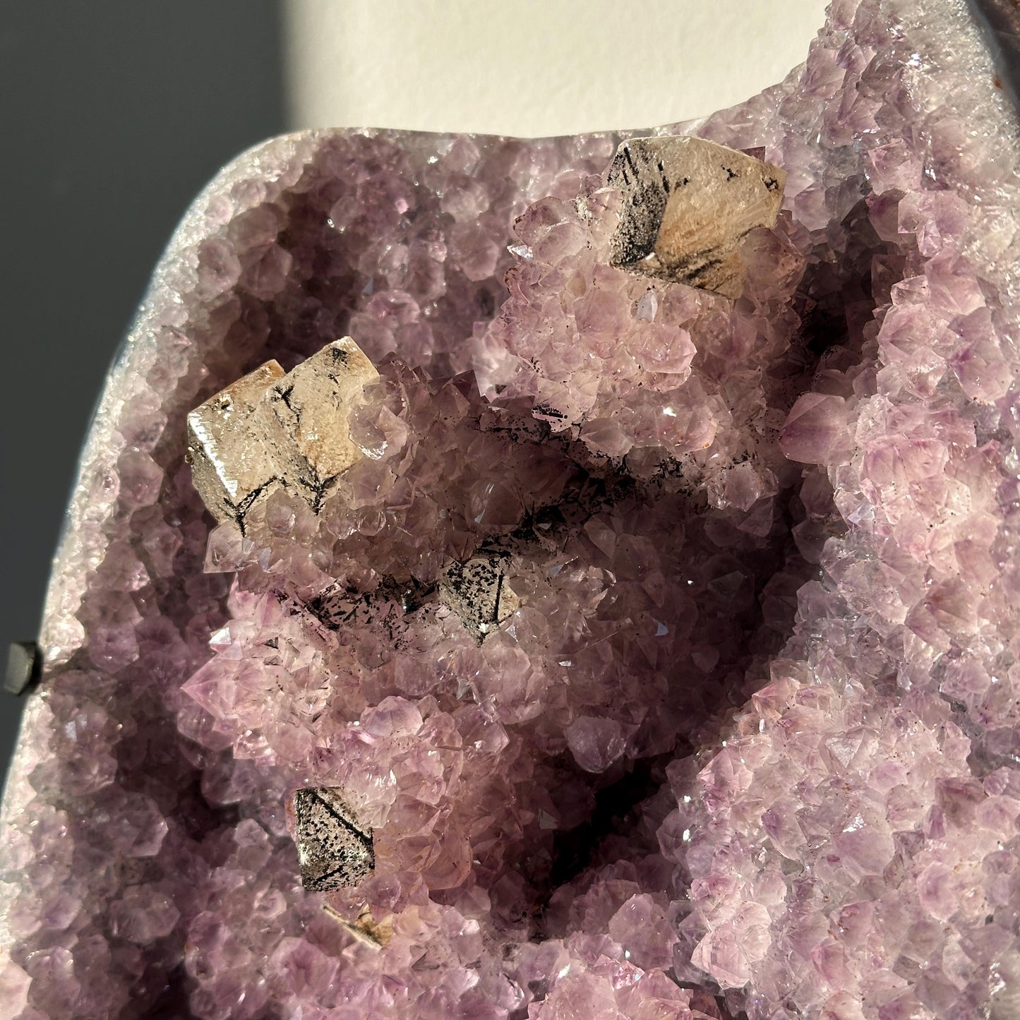 Brazilian Amethyst and Calcite Cluster on Metal Stand, Natural Crystal Display, 3.3kg Exact Mineral Specimen - view 2