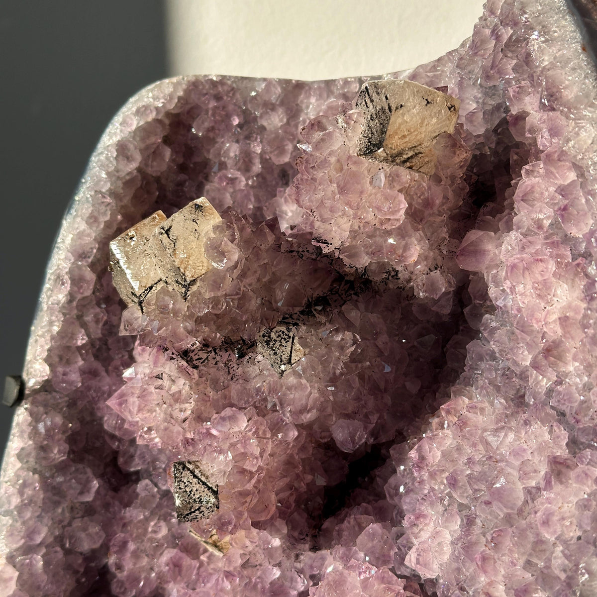 Brazilian Amethyst and Calcite Cluster on Metal Stand, Natural Crystal Display, 3.3kg Exact Mineral Specimen - view 2