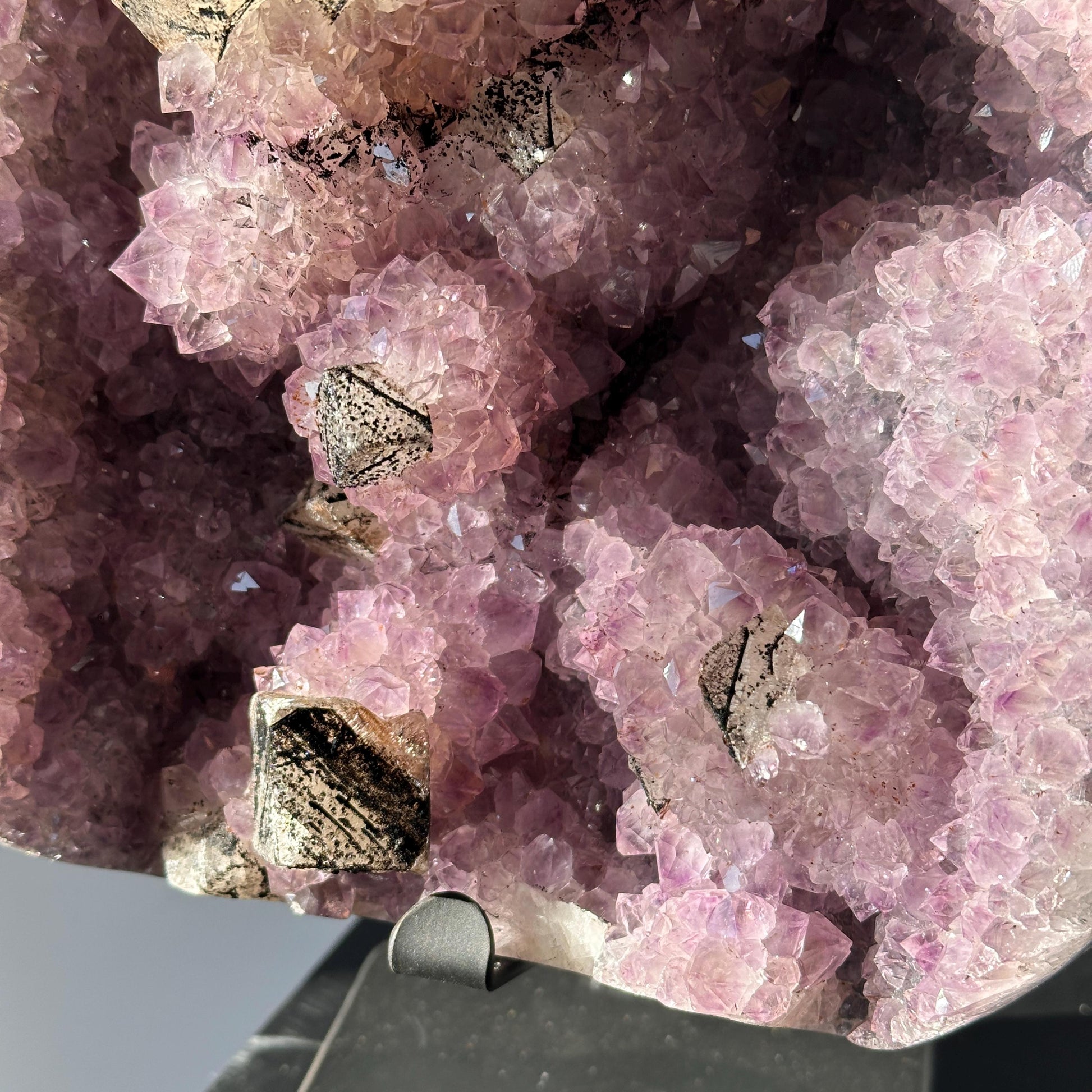 Brazilian Amethyst and Calcite Cluster on Metal Stand, Natural Crystal Display, 3.3kg Exact Mineral Specimen - view 7
