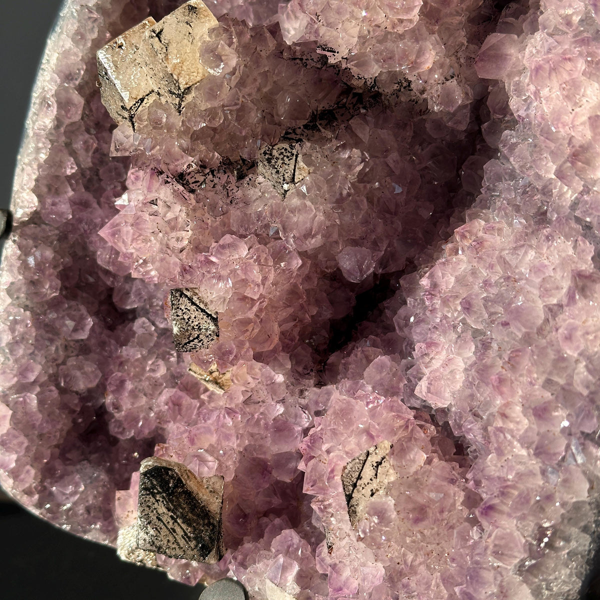 Brazilian Amethyst and Calcite Cluster on Metal Stand, Natural Crystal Display, 3.3kg Exact Mineral Specimen - view 3