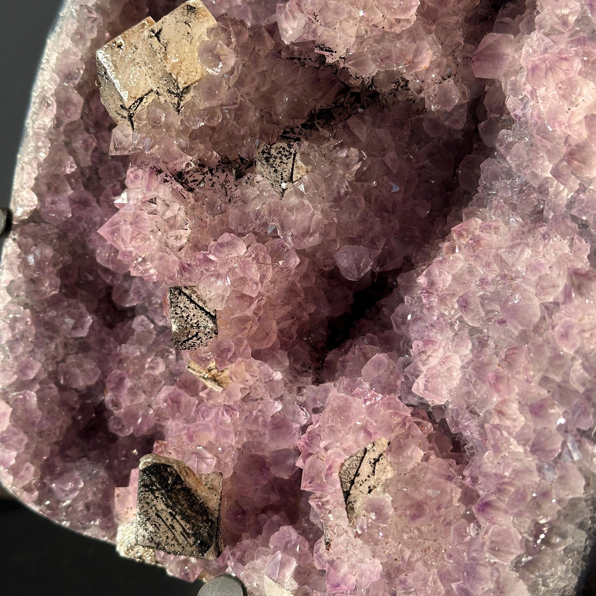 Brazilian Amethyst and Calcite Cluster on Metal Stand, Natural Crystal Display, 3.3kg Exact Mineral Specimen - view 3