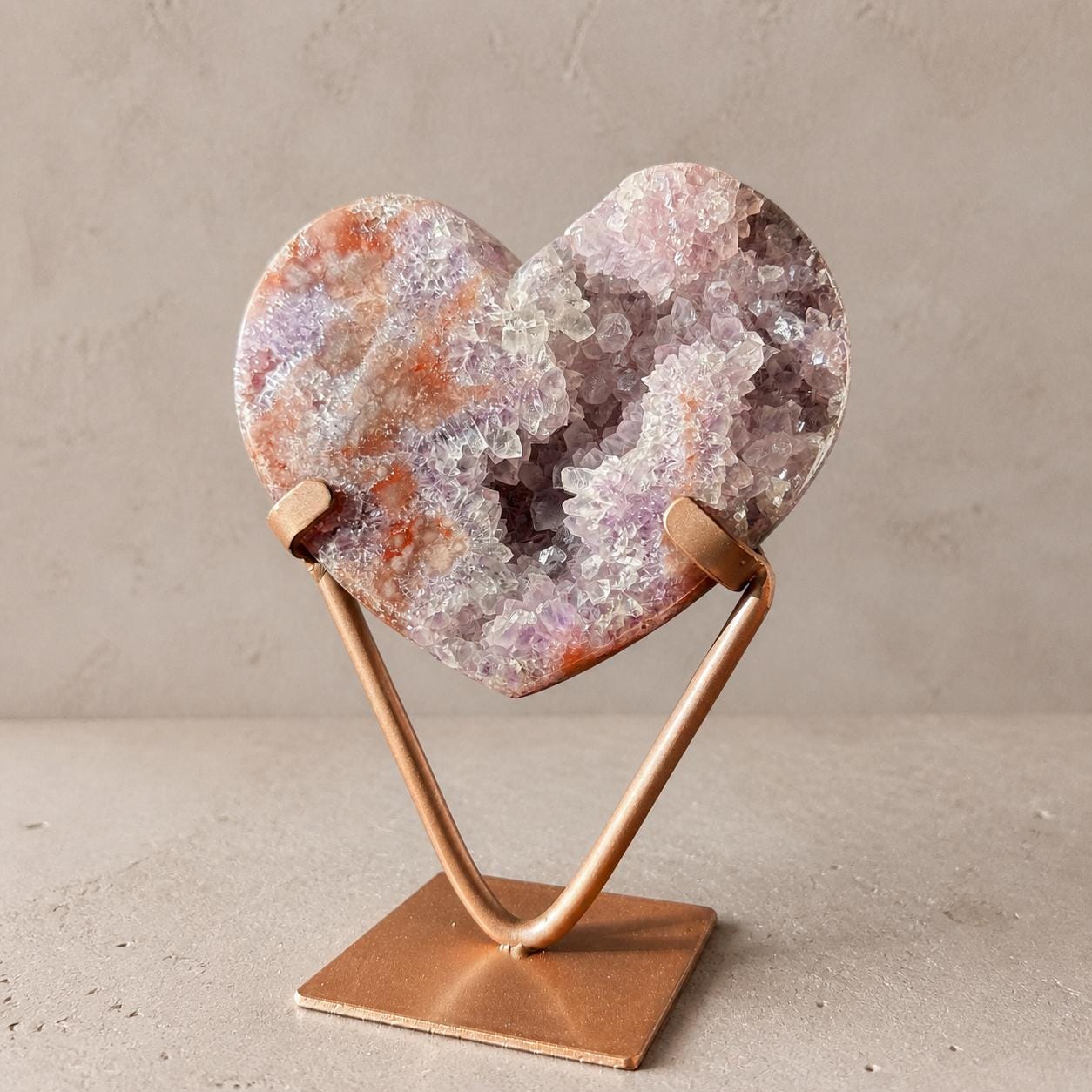 Brazilian Pink Amethyst Heart, Open Druzy Pocket, Exact Crystal Specimen - view 2