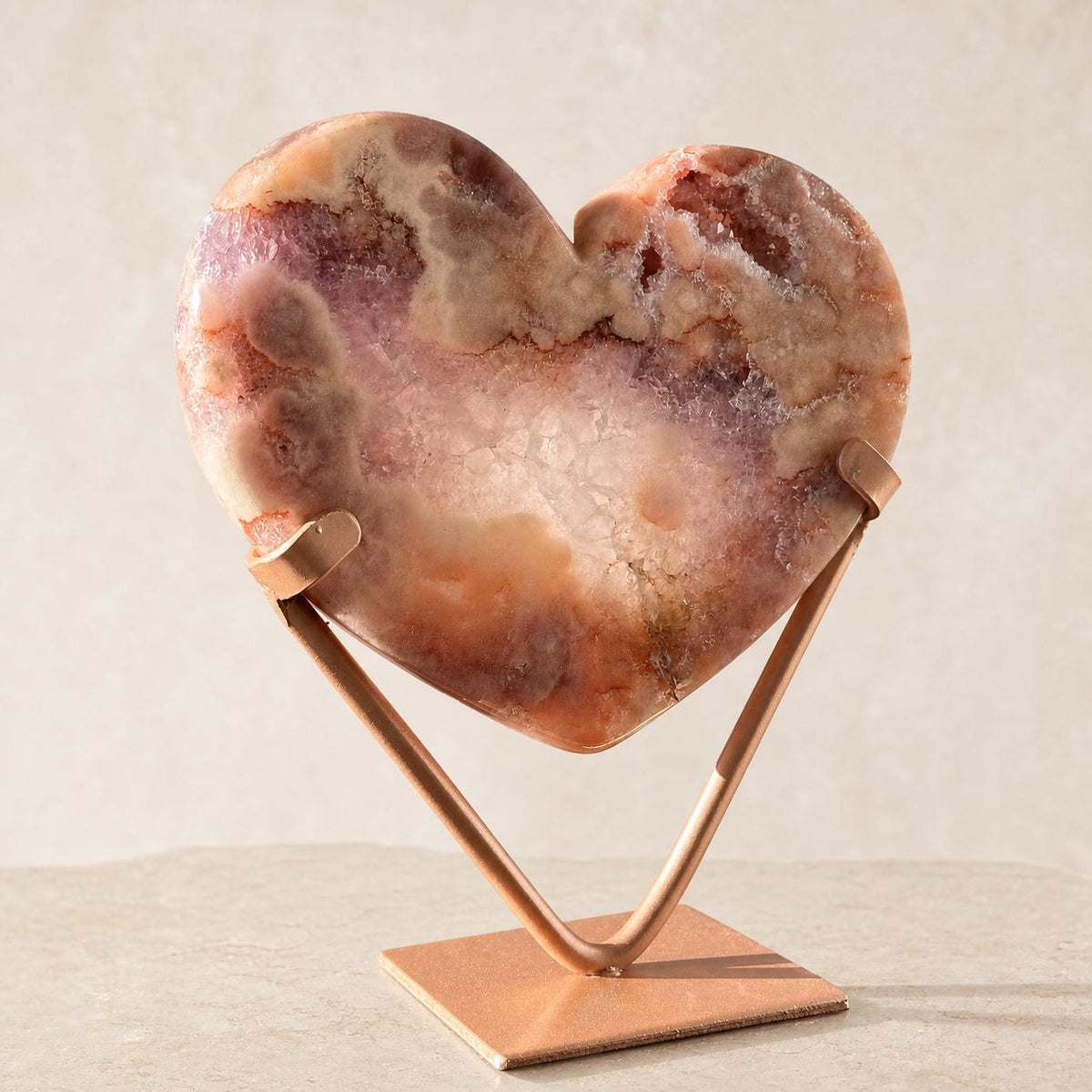 Brazilian Pink Amethyst Heart, Layered Druzy Surface, Exact Crystal Specimen - view 3