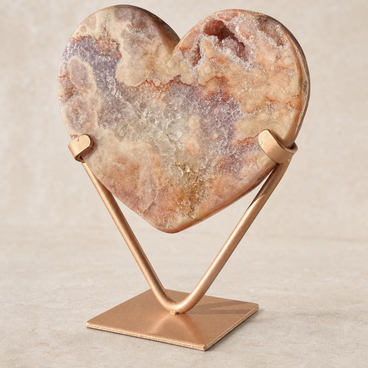 Brazilian Pink Amethyst Heart, Layered Druzy Surface, Exact Crystal Specimen - view 2
