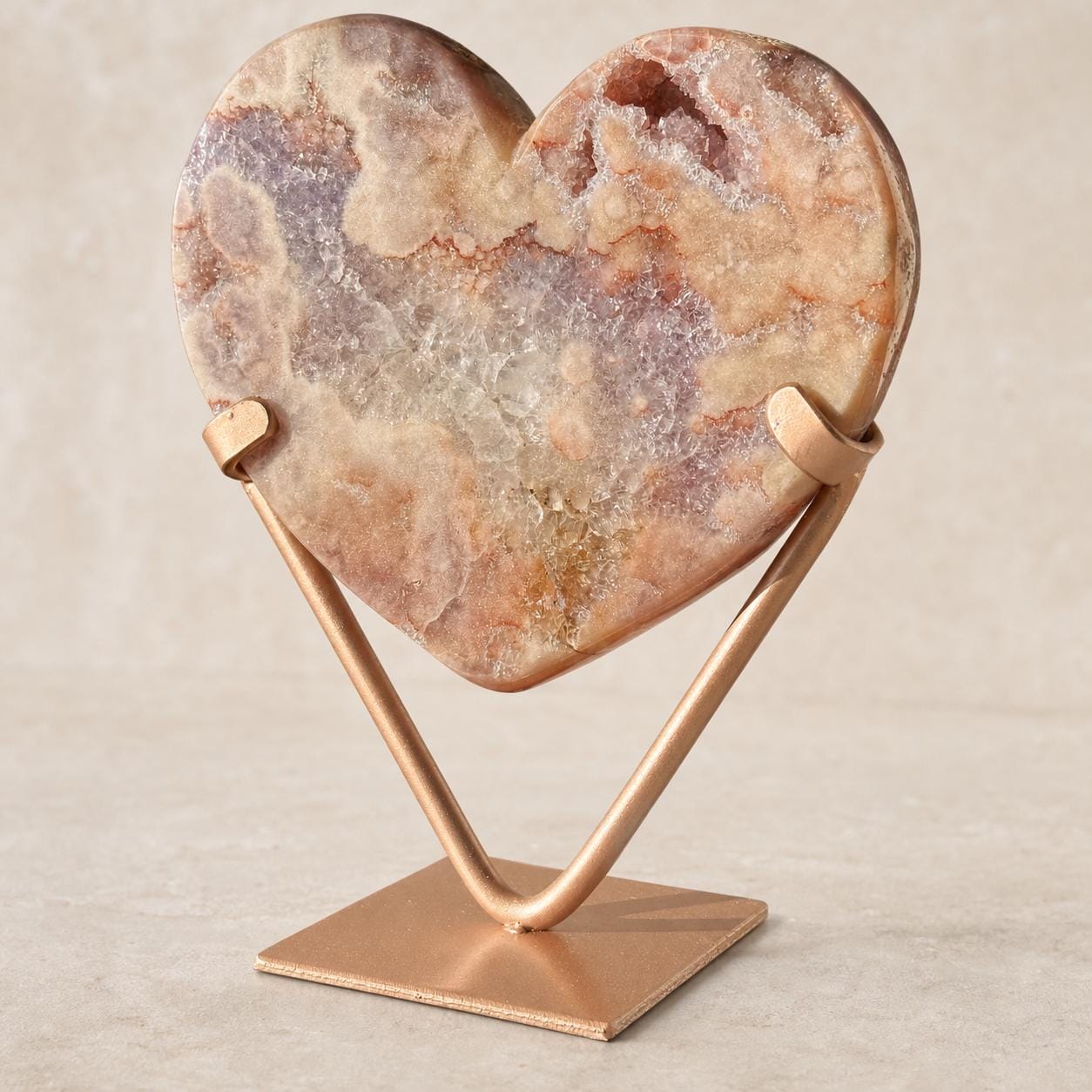 Brazilian Pink Amethyst Heart, Layered Druzy Surface, Exact Crystal Specimen - view 2