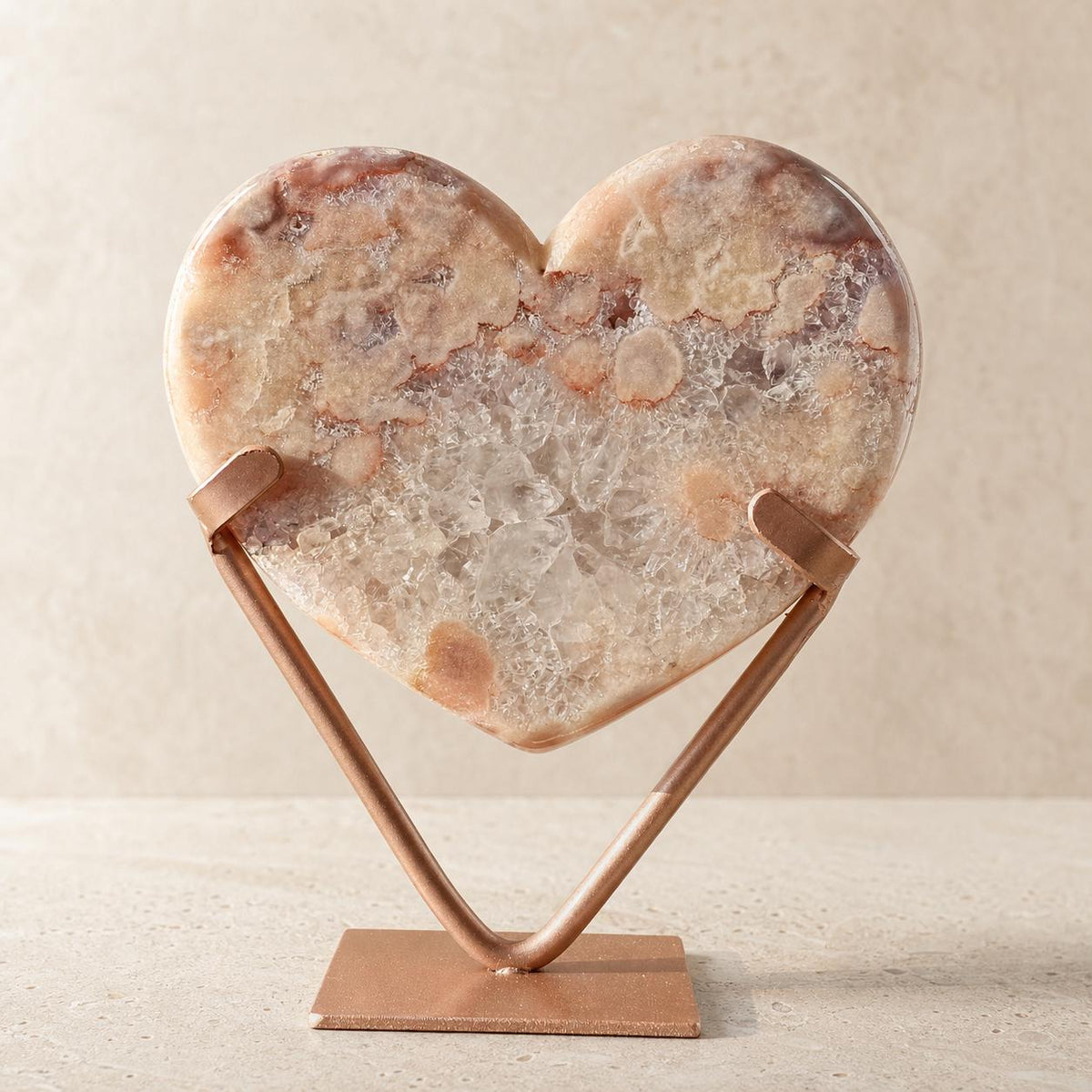 Brazilian Pink Amethyst Heart, Layered Druzy Surface, Exact Crystal Specimen - view 4