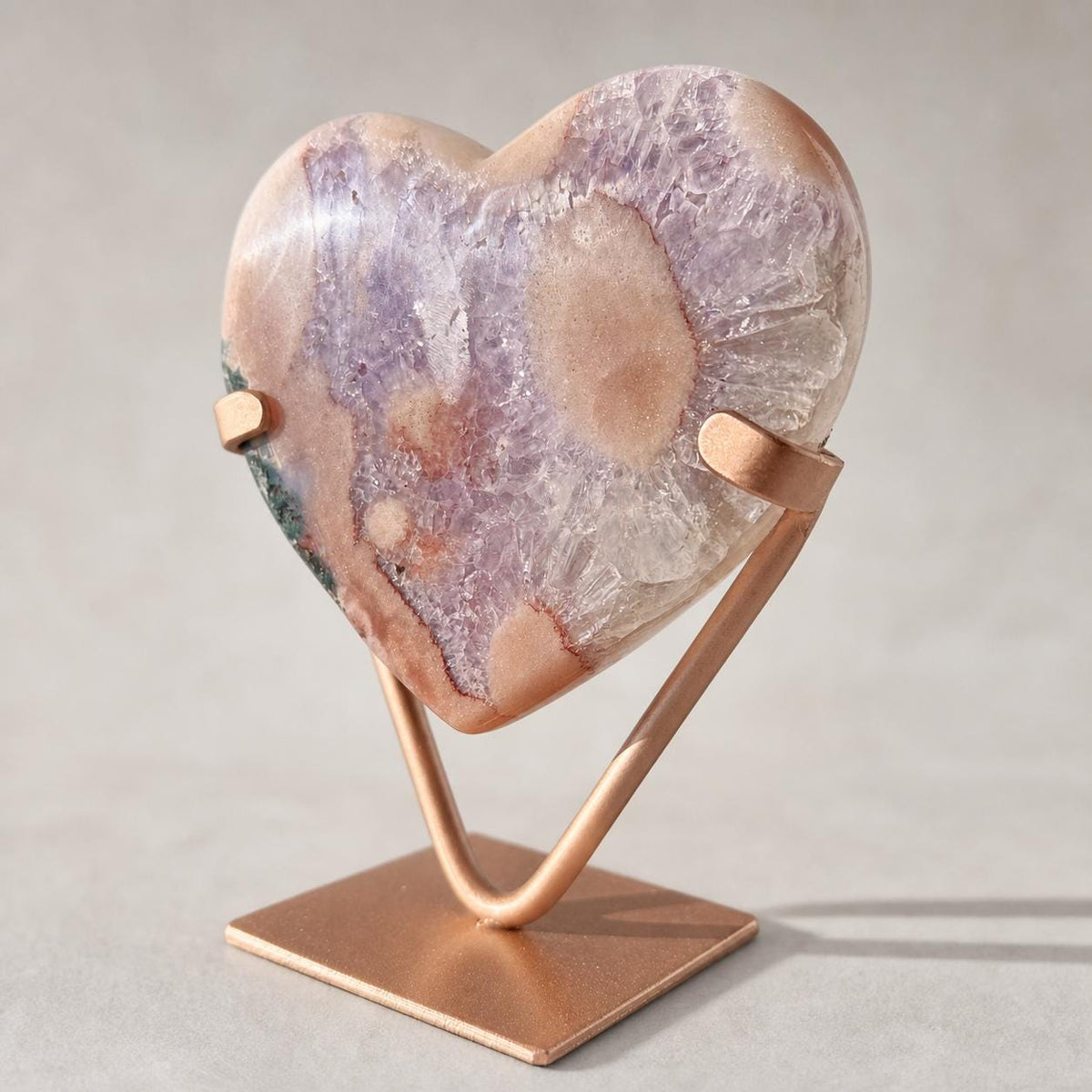 Brazilian Pink Amethyst Heart, Circular Crystal Rosettes, Exact Crystal Specimen - view 2