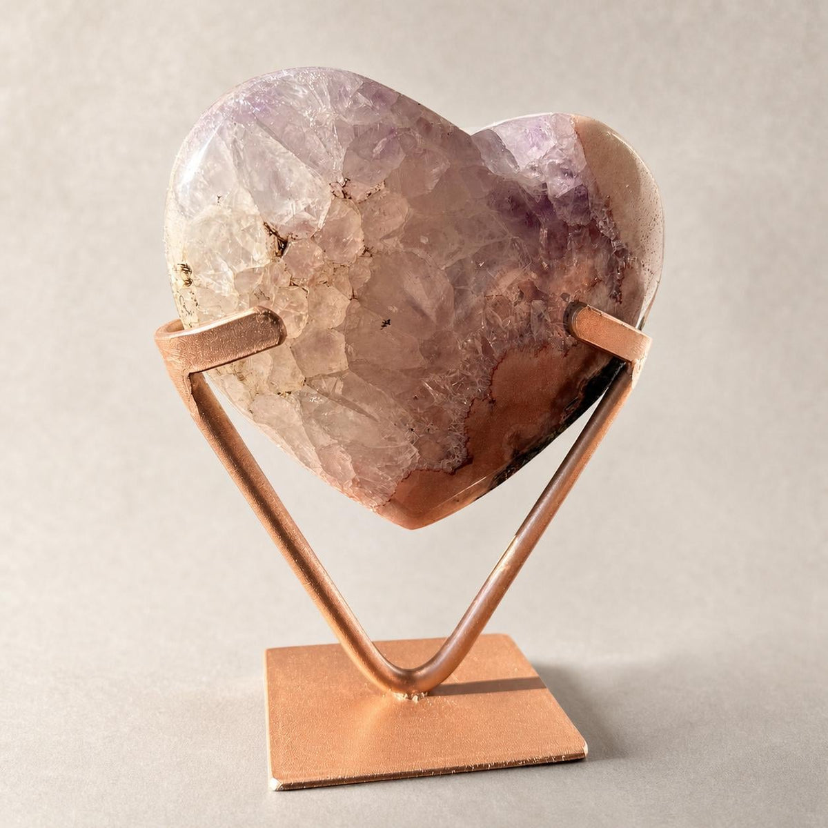 Brazilian Pink Amethyst Heart, Circular Crystal Rosettes, Exact Crystal Specimen - view 4