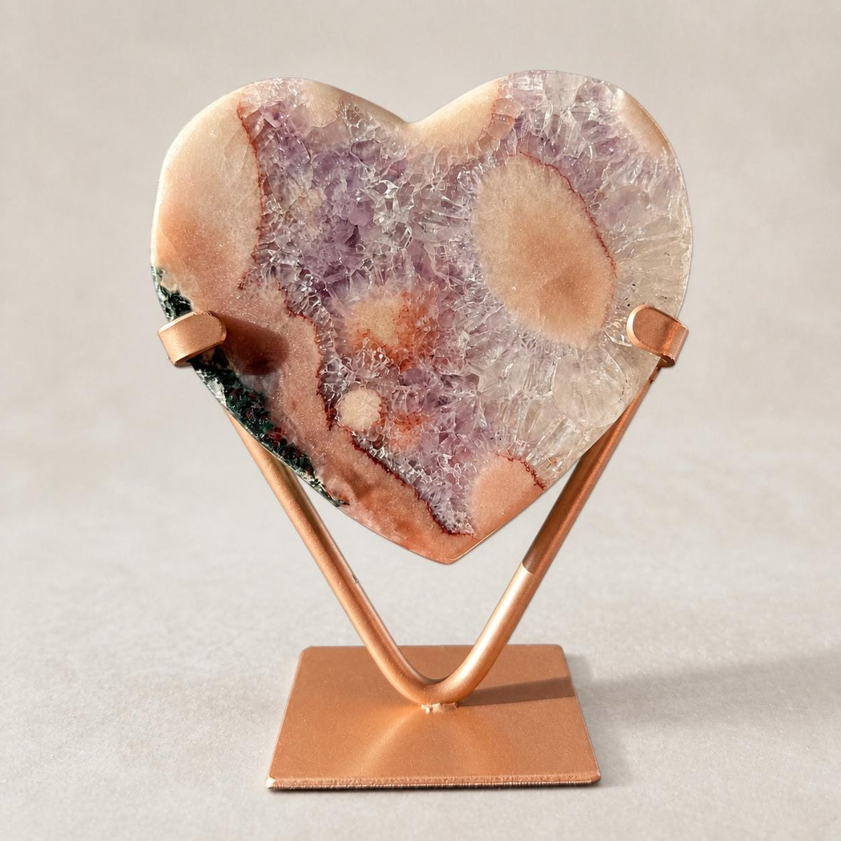 Brazilian Pink Amethyst Heart, Circular Crystal Rosettes, Exact Crystal Specimen - view 7