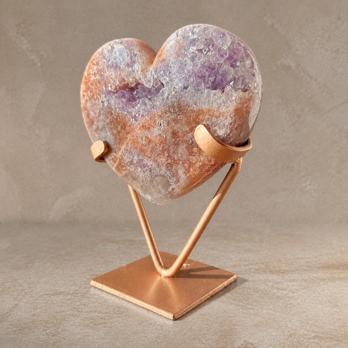 Brazilian Pink Amethyst Heart, Red-Toned Druzy Banding, Exact Crystal Specimen - view 2
