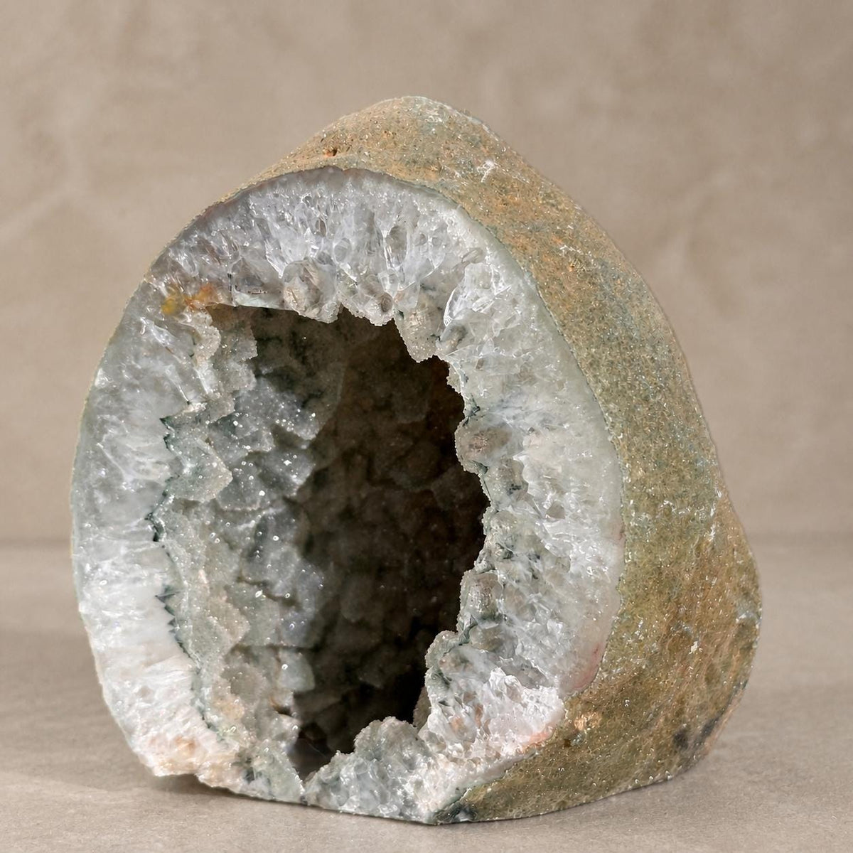 Uruguayan Green Sugar Amethyst Geode, Natural Druzy Display, Exact Specimen - view 3