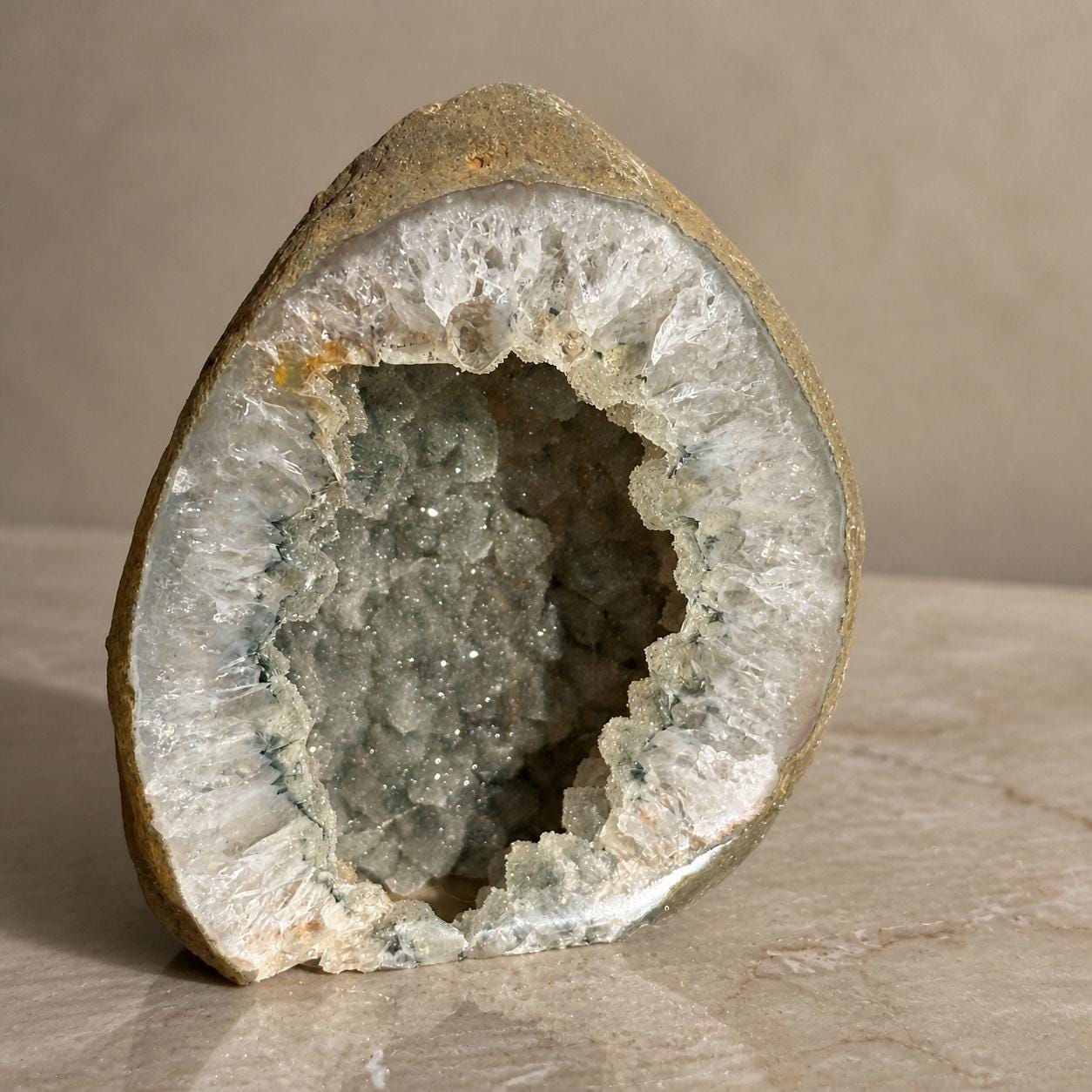Uruguayan Green Sugar Amethyst Geode, Natural Druzy Display, Exact Specimen - view 8