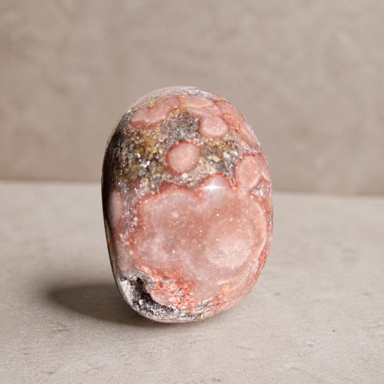Brazilian Pink Amethyst Skull, Coral Druzy Crystal Carving, Exact Specimen - view 5
