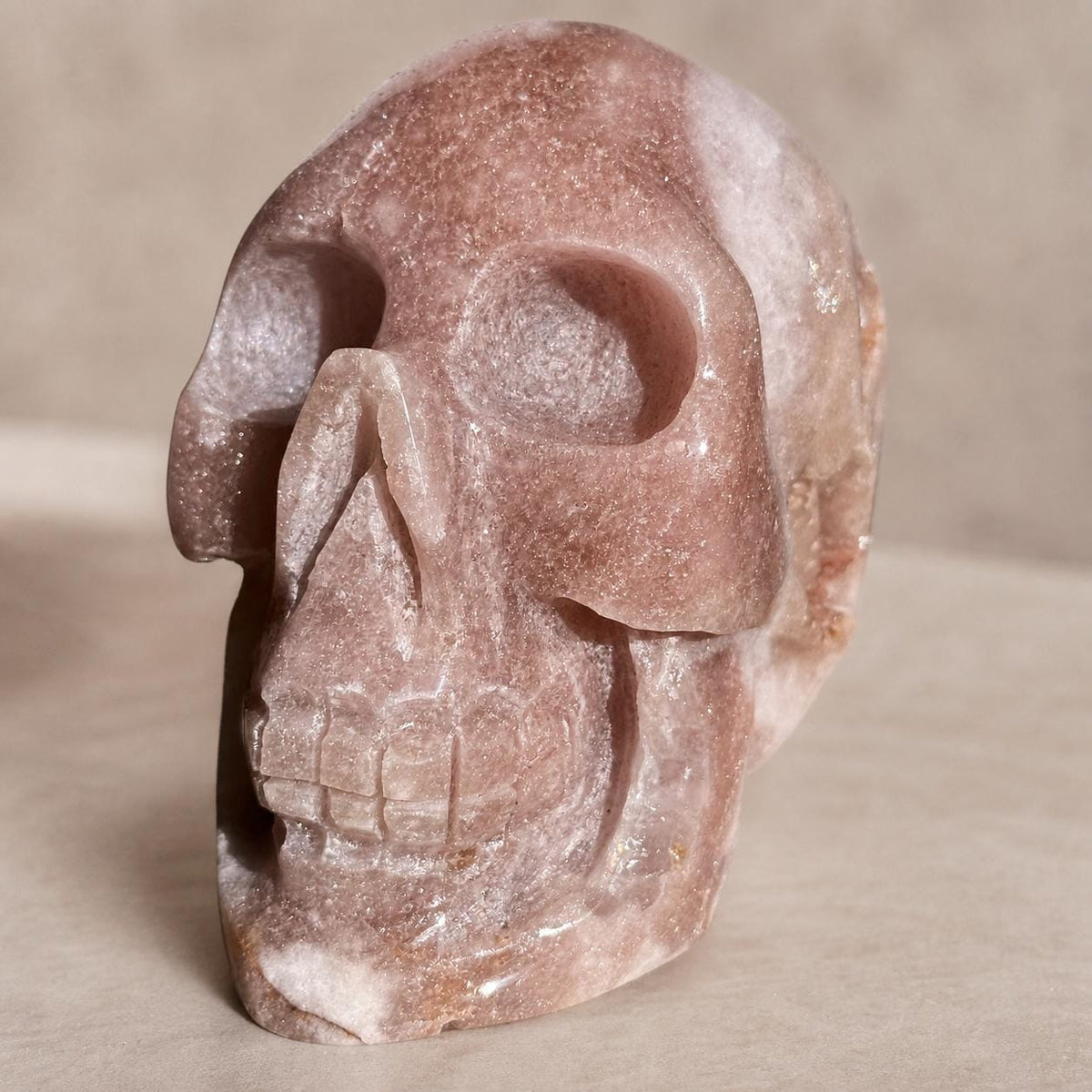 Brazilian Pink Amethyst Geode Skull, Pale Pink Crystal Carving, Exact Specimen - view 6