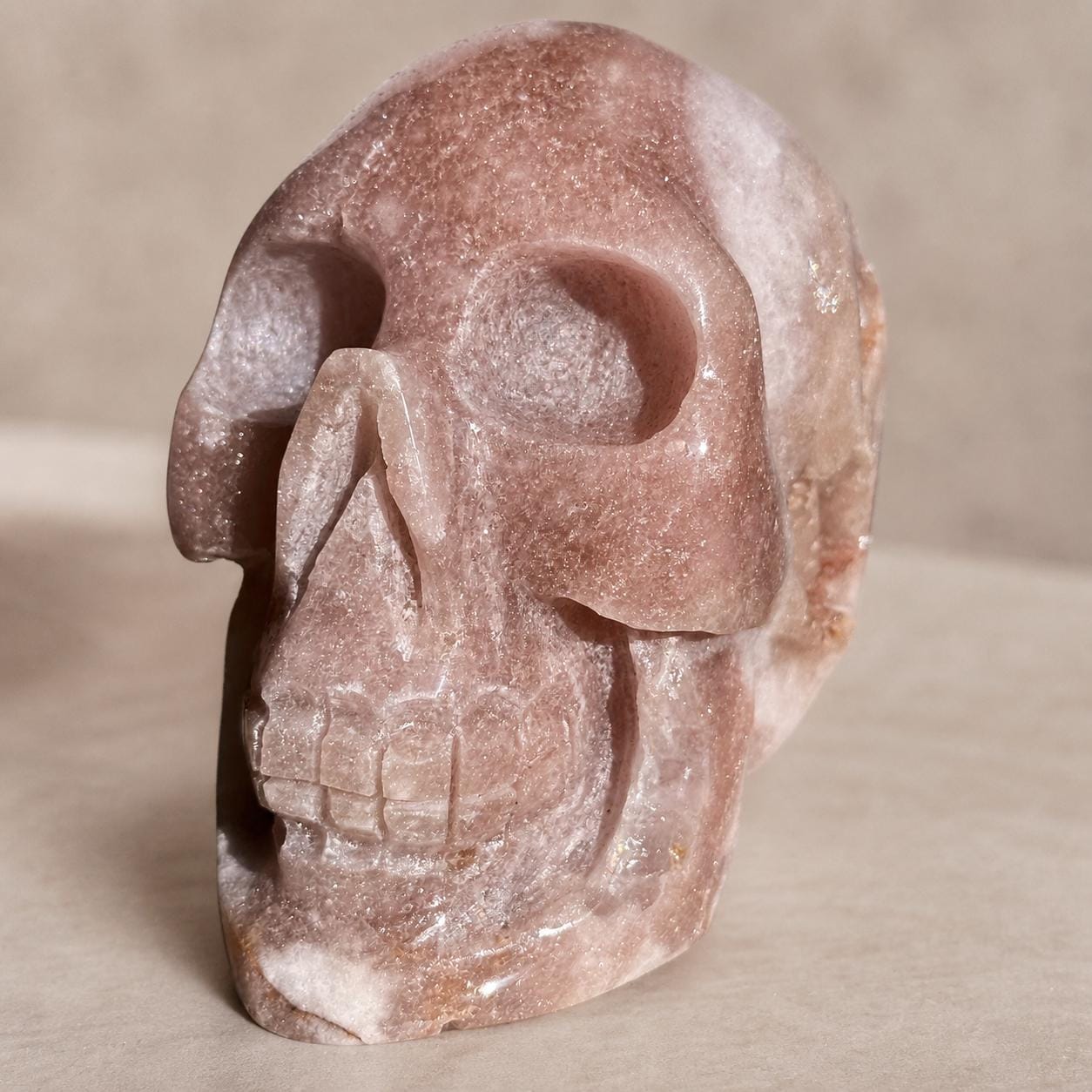 Brazilian Pink Amethyst Geode Skull, Pale Pink Crystal Carving, Exact Specimen - view 6