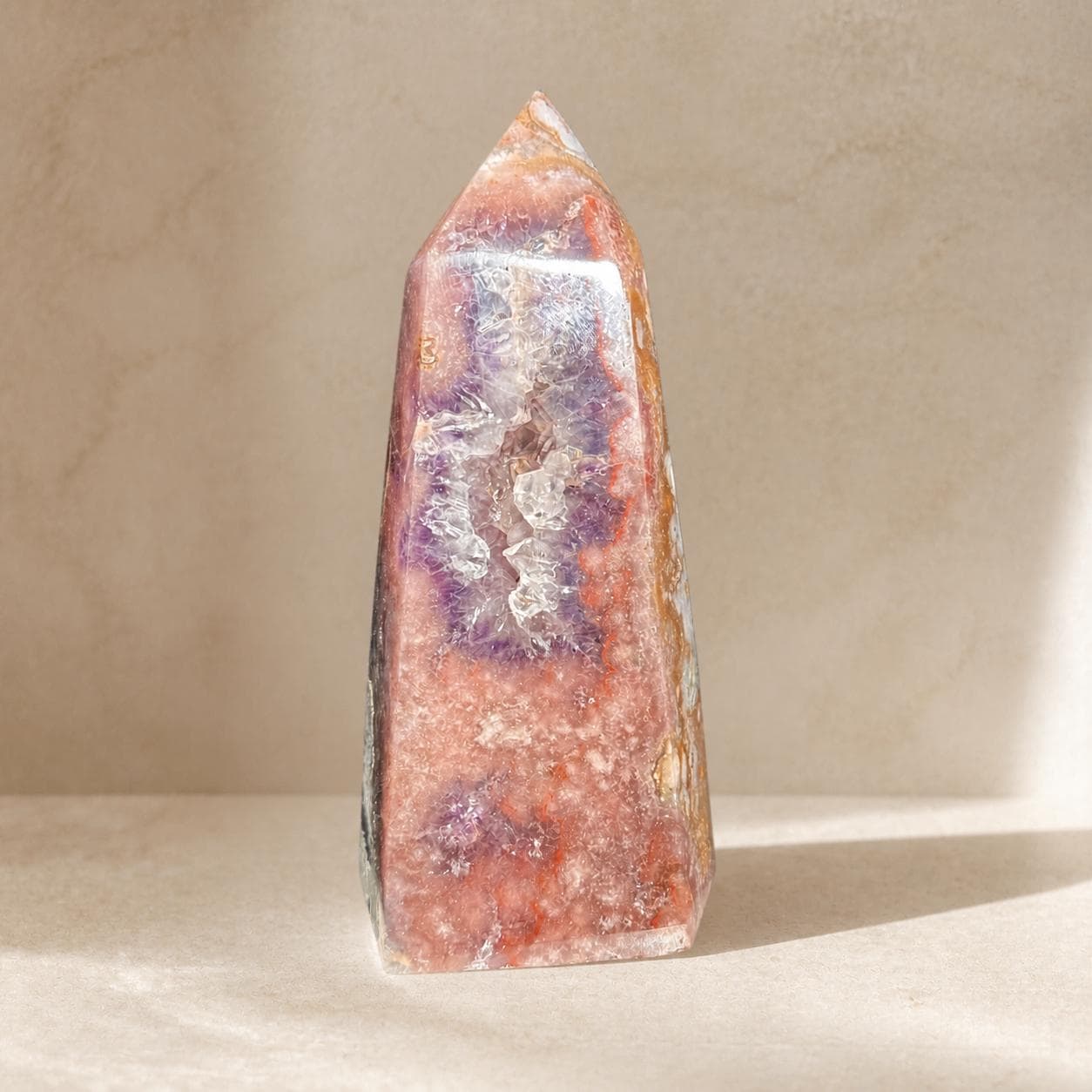 Brazilian Pink Amethyst Tower with Purple Amethyst, Large Crystal Point, Exact Specimen - view 2