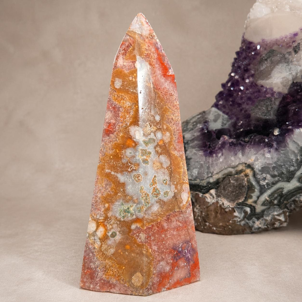 Brazilian Pink Amethyst Tower with Purple Amethyst, Large Crystal Point, Exact Specimen - view 5