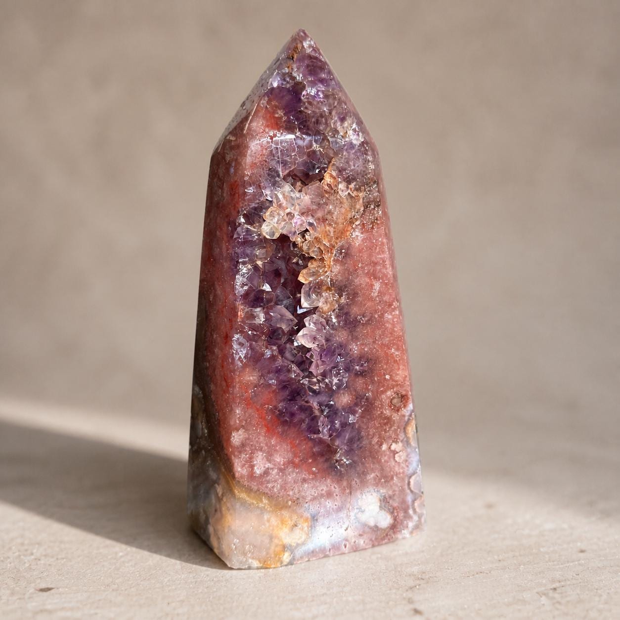 Brazilian Pink Amethyst Tower with Purple Amethyst, Crystal Point, Exact Specimen - view 1