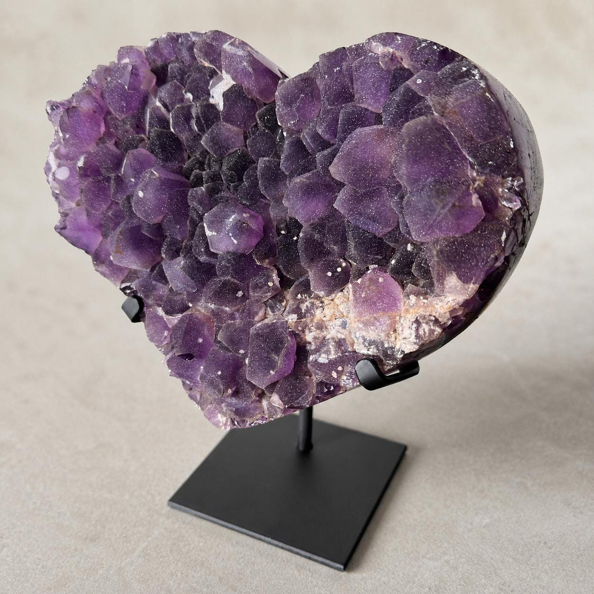 Brazilian Sugar Amethyst Heart, Purple Druzy Crystal Display, Exact Specimen - view 1