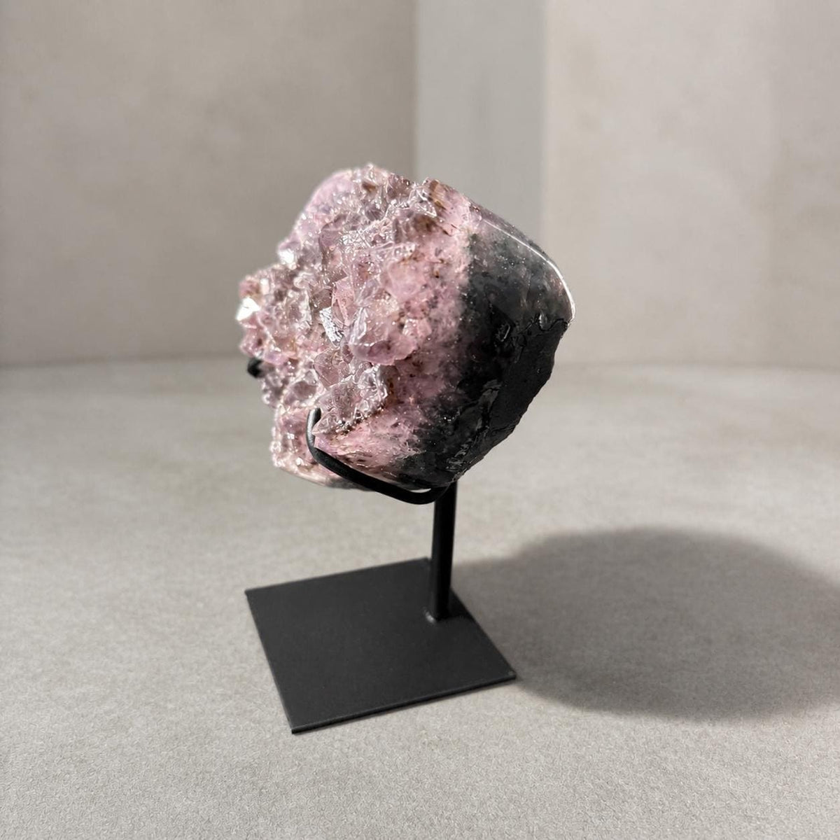 Brazilian Amethyst Heart, Pink and Purple Druzy Crystal Display, Exact Specimen - view 5