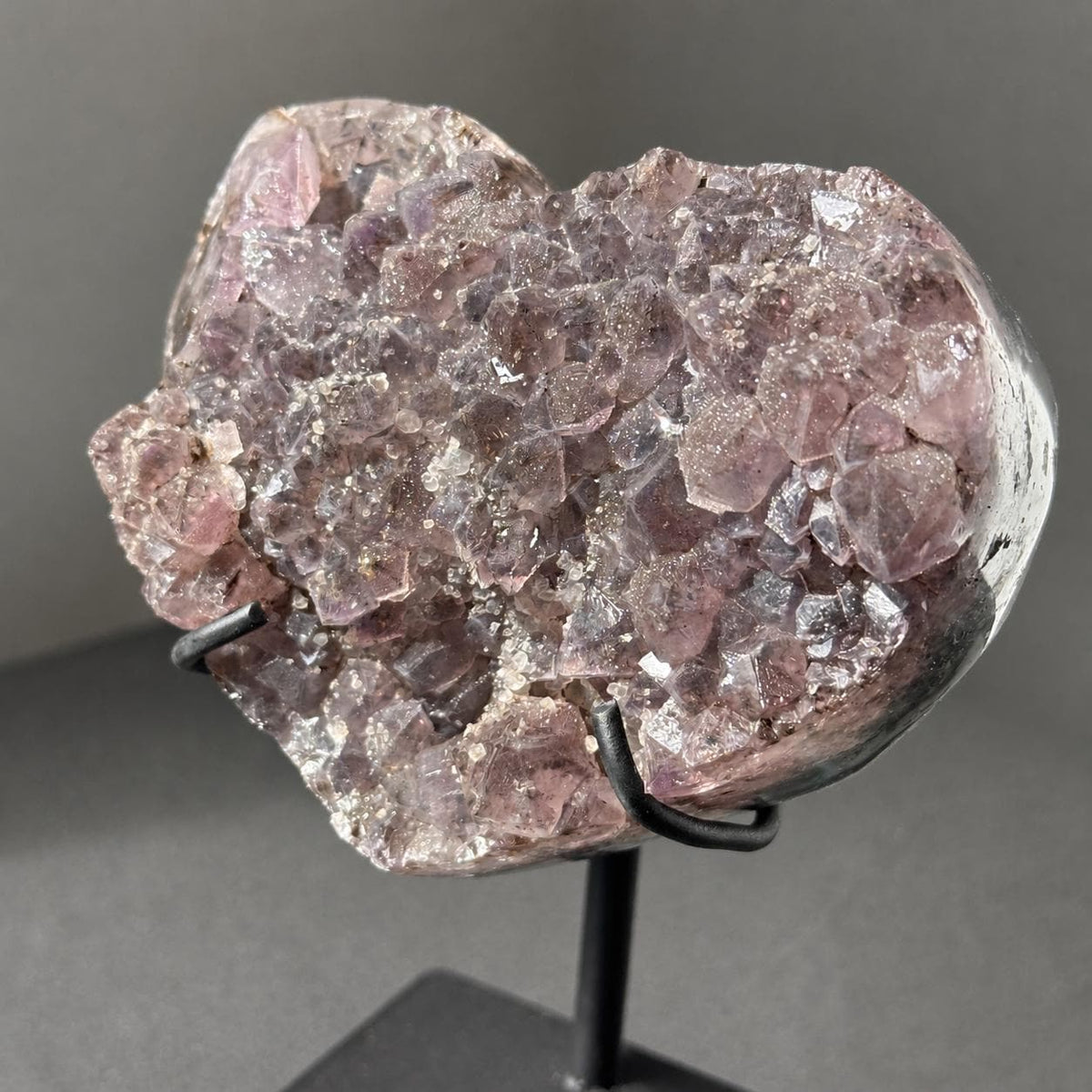 Brazilian Amethyst Heart, Pink and Purple Druzy Crystal Display, Exact Specimen - view 8