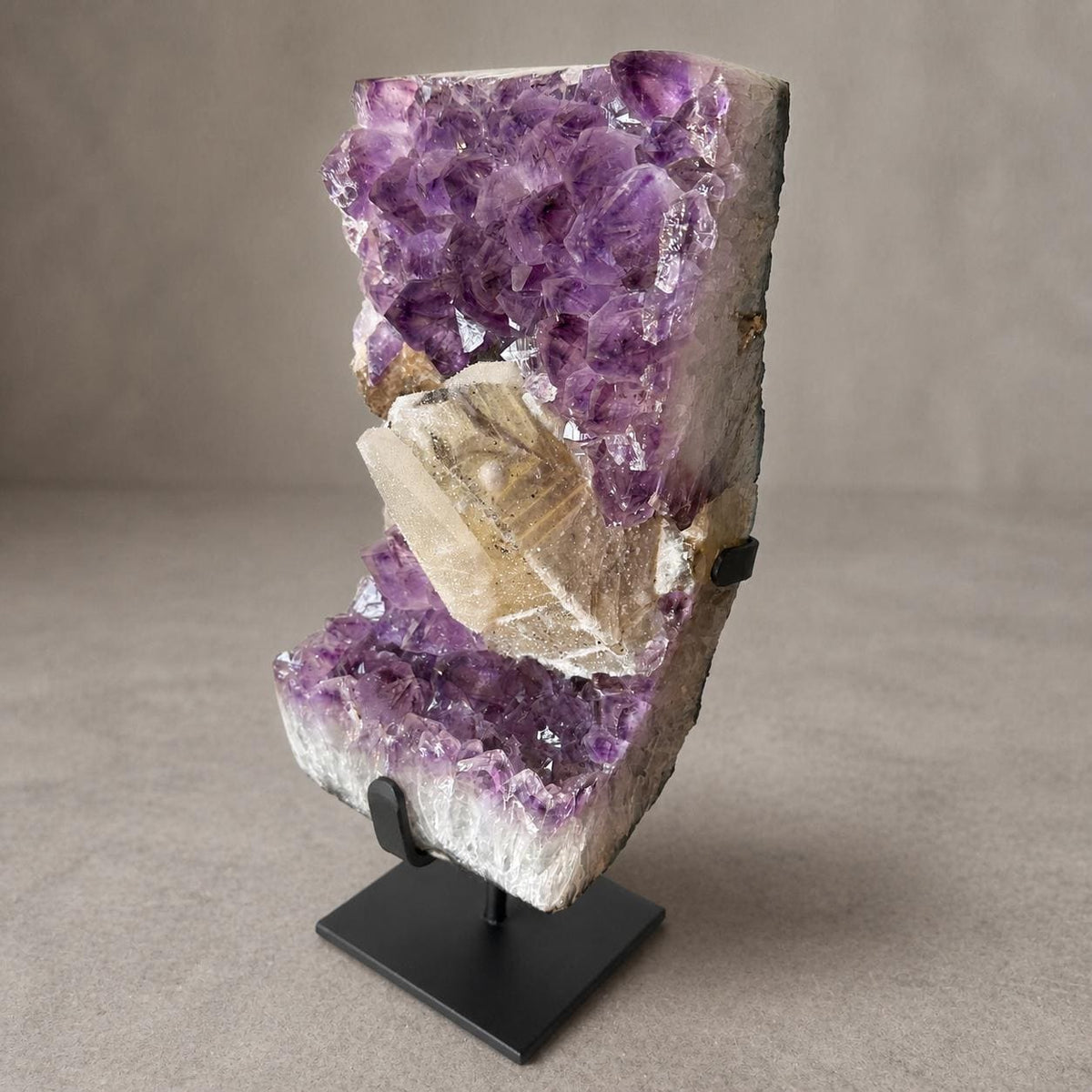 Brazilian Amethyst and Calcite Cluster, Large Crystal Mineral Specimen, Exact Piece - view 3