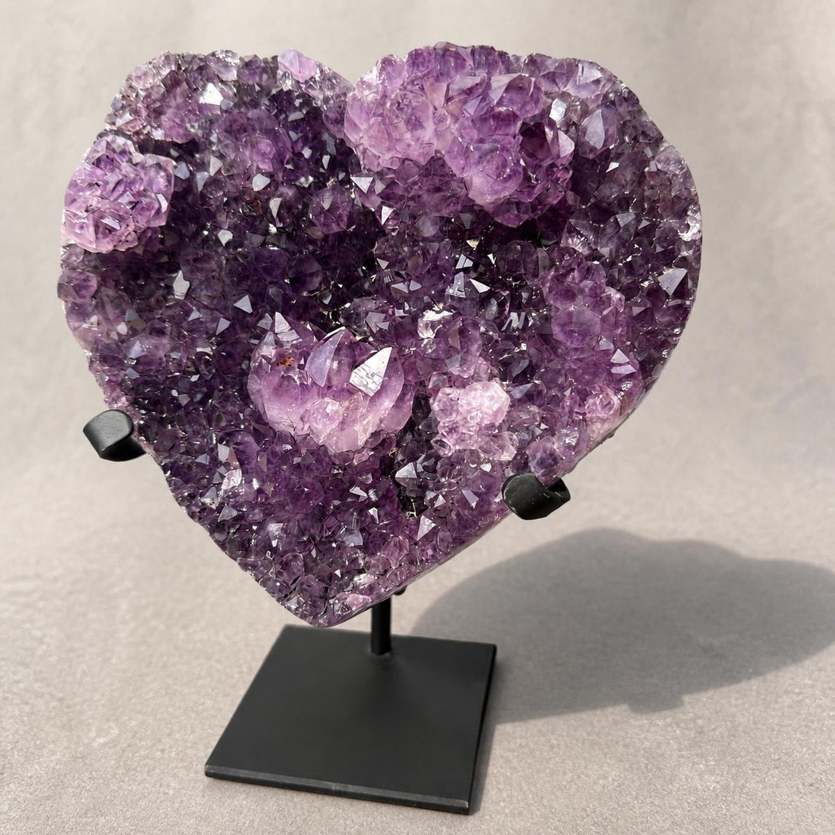 Brazilian Amethyst Heart, Purple Druzy Crystal Display, Exact Specimen - view 1