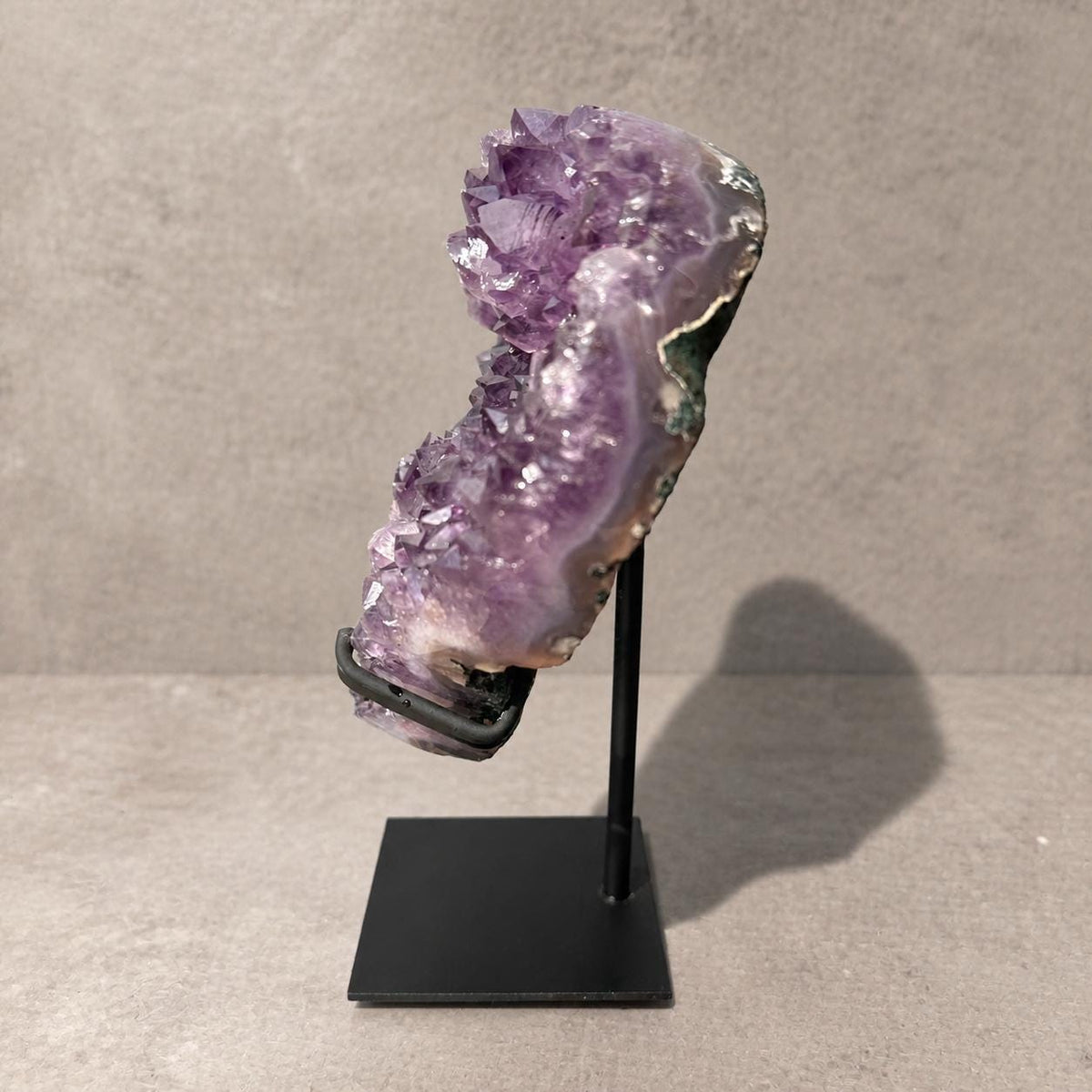 Brazilian Amethyst Heart, Purple Druzy Crystal Display, Exact Specimen - view 4