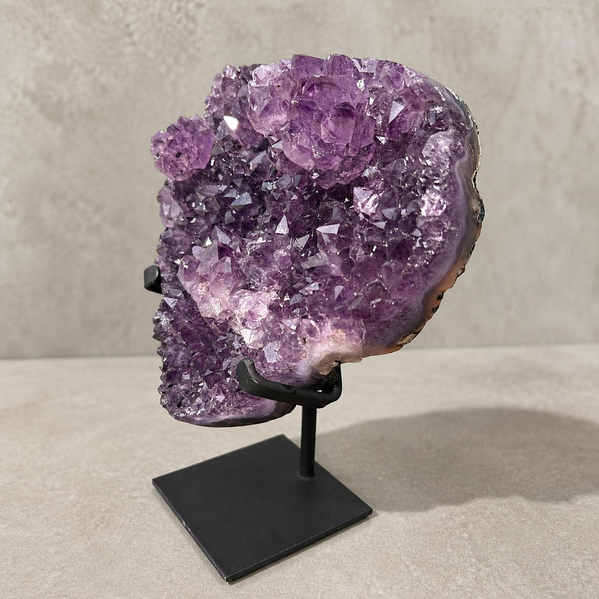 Brazilian Amethyst Heart, Purple Druzy Crystal Display, Exact Specimen - view 3