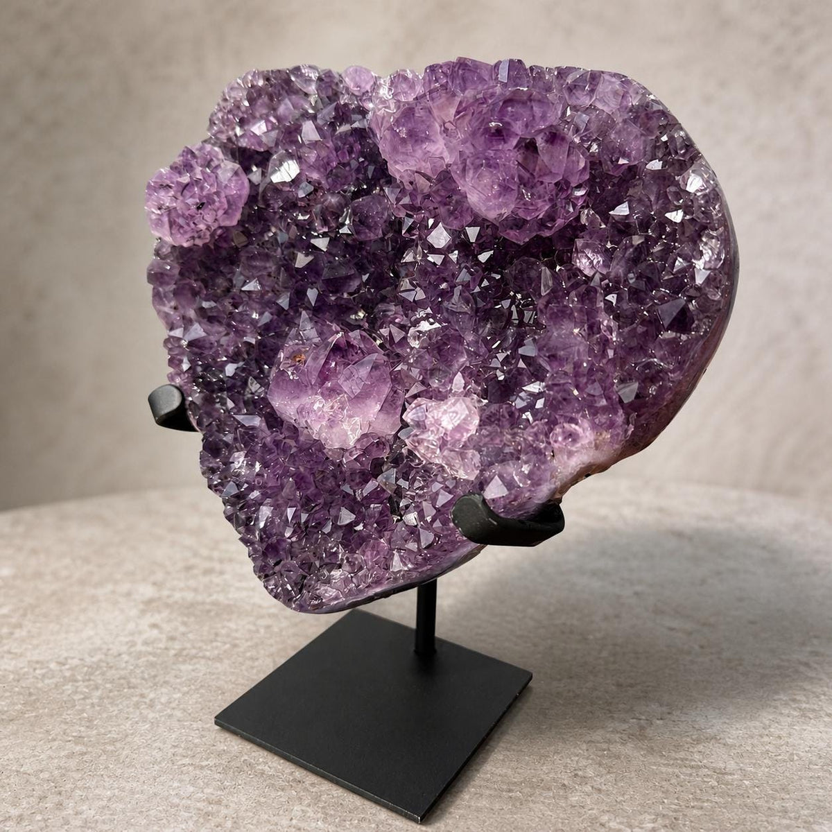 Brazilian Amethyst Heart, Purple Druzy Crystal Display, Exact Specimen - view 2