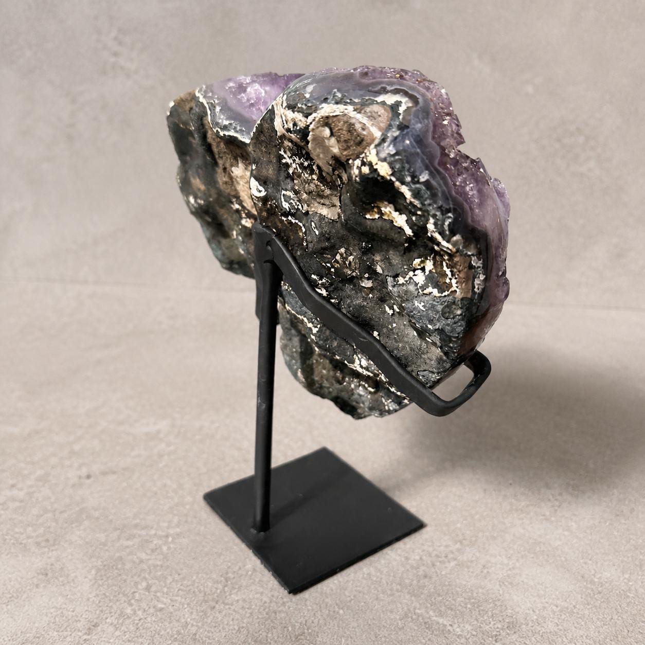 Brazilian Amethyst Heart, Purple Druzy Crystal Display, Exact Specimen - view 7
