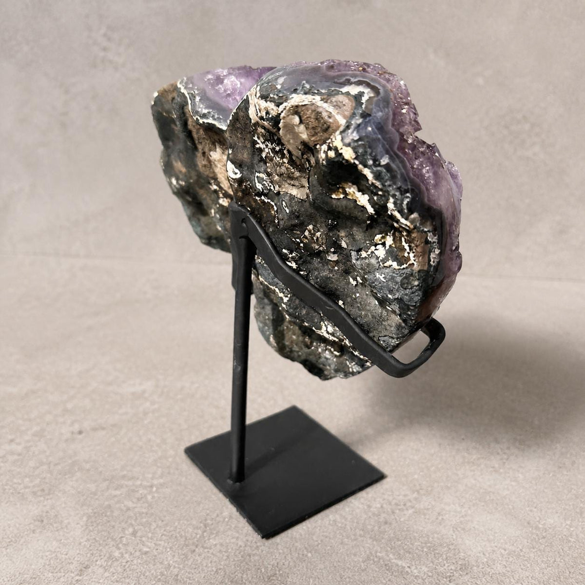 Brazilian Amethyst Heart, Purple Druzy Crystal Display, Exact Specimen - view 7