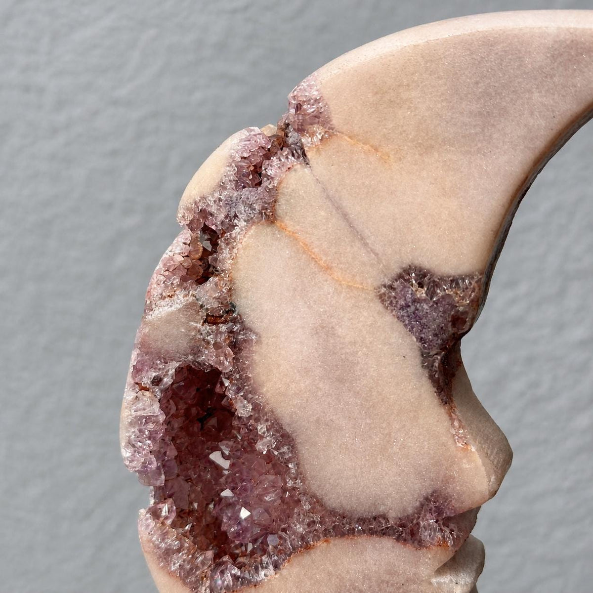 Brazilian Pink Amethyst Moon, Purple Druzy Crescent Crystal, Exact Specimen - view 9