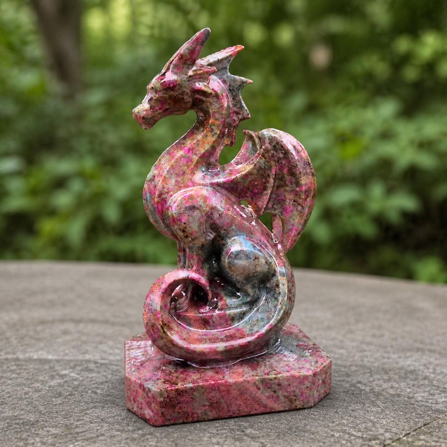 Multicolor Gemstone Dragon Carving, Flying Dragon Figurine, Exact Piece - view 2