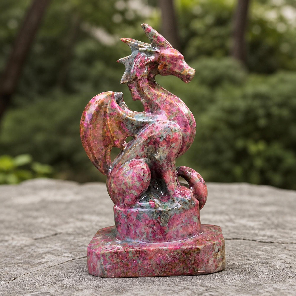 Multicolor Gemstone Dragon Carving, Flying Dragon Figurine, Exact Piece - view 4