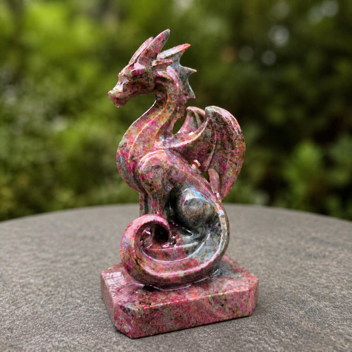 Multicolor Gemstone Dragon Carving, Flying Dragon Figurine, Exact Piece - view 5
