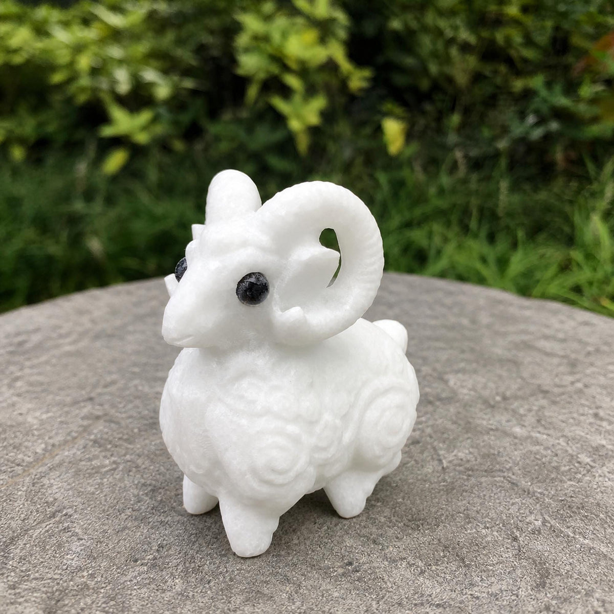 White Marble Ram Carving, Stone Sheep Figurine, Zodiac Animal Sculpture, Exact Piece - view 3