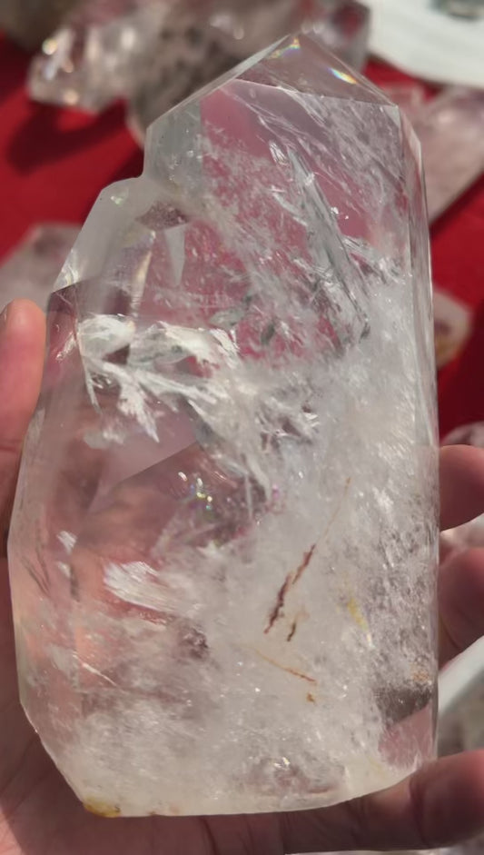 Natural White Quartz Crystal Tower Decor Object