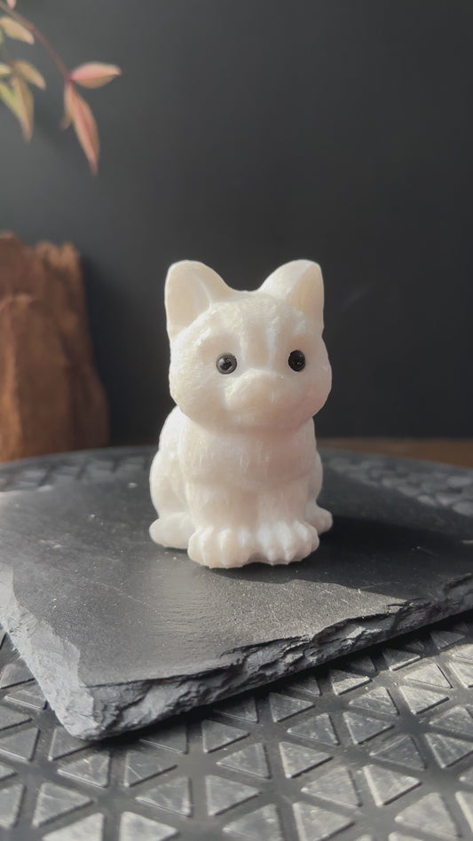 Natural  White Jade Dog Carving