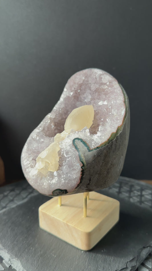 Natural Brazilian Amethyst with Calcite | Amethyst Calcite Crystal Specimen