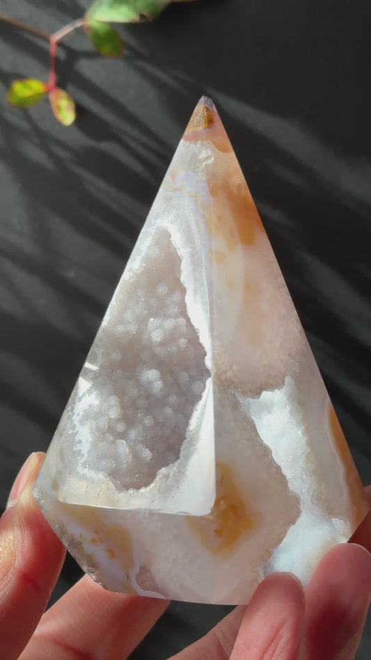 Brazilian Sugar Agate Geode Energy Tower