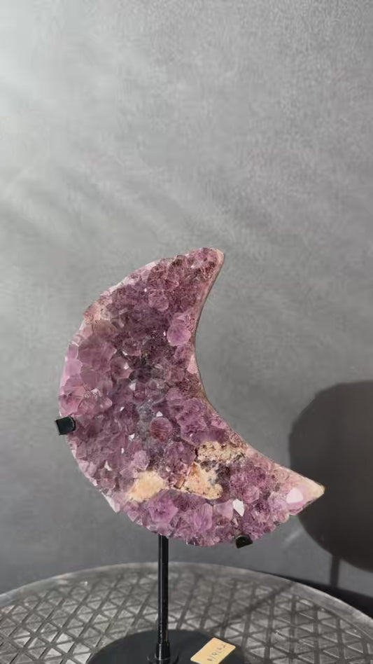Collector Grade Brazilian Amethyst Moon – Titanium Quartz & Soft Sugar Formation